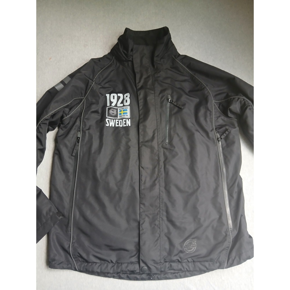 Volvo Jacket Mens Medium 1928 Sweden Full Zip Trucks Crew Wind Soft Shell Black
